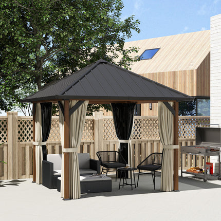 3 x 3(m) Hardtop Gazebo with Galvanised Steel Roof and Water Gutter, Waterproof