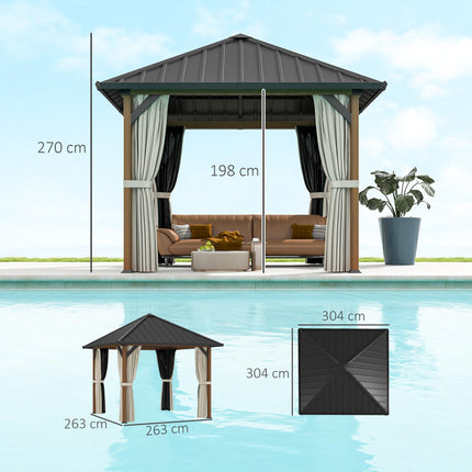 3 x 3(m) Hardtop Gazebo with Galvanised Steel Roof and Water Gutter, Waterproof
