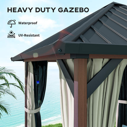 3 x 3(m) Hardtop Gazebo with Galvanised Steel Roof and Water Gutter, Waterproof