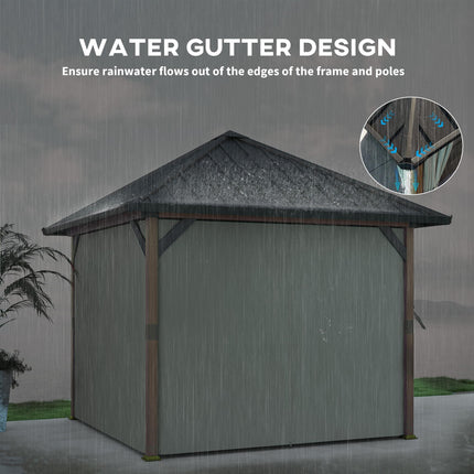 3 x 3(m) Hardtop Gazebo with Galvanised Steel Roof and Water Gutter, Waterproof
