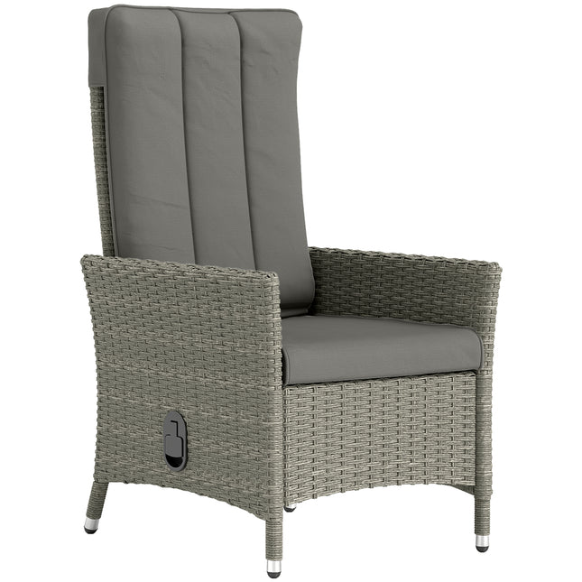 105°-150° Reclining Rattan Chair - Grey