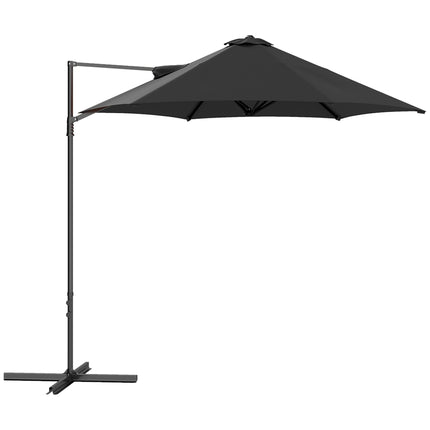 2.5m Rotating Cantilever Parasol with Base 256cm Canopy - Black