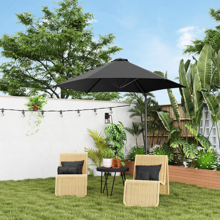 2.5m Rotating Cantilever Parasol with Base 256cm Canopy - Black