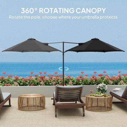 2.5m Rotating Cantilever Parasol with Base 256cm Canopy - Black