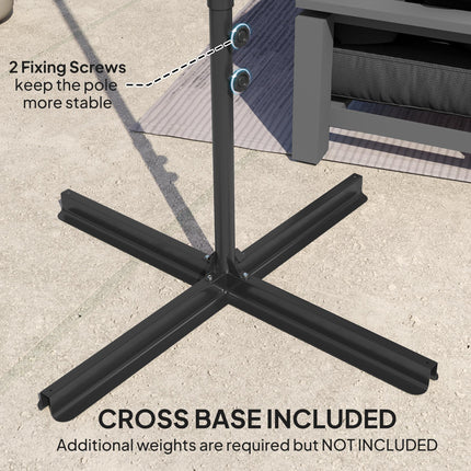 2.5m Rotating Cantilever Parasol with Base 256cm Canopy - Black