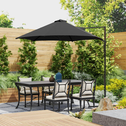 2.5m Rotating Cantilever Parasol with Base 256cm Canopy - Black
