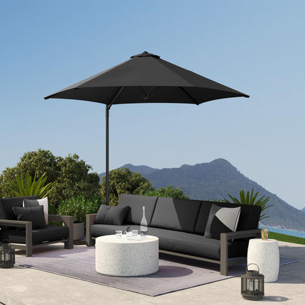 2.5m Rotating Cantilever Parasol with Base 256cm Canopy - Black