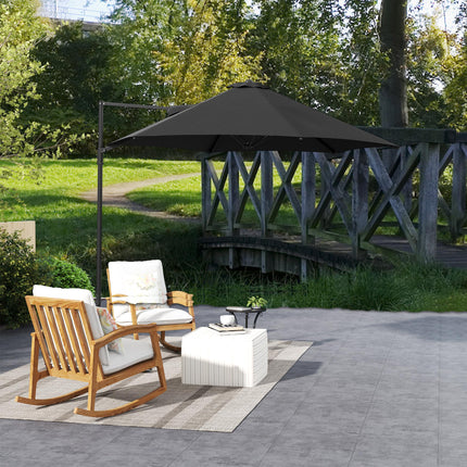 2.5m Rotating Cantilever Parasol with Base 256cm Canopy - Black