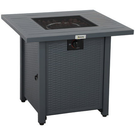 Rattan Style Propane Fire Pit Table 40000 BTU Burner - Grey