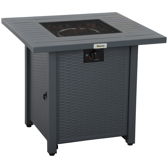 Rattan Style Propane Fire Pit Table 40000 BTU Burner - Grey