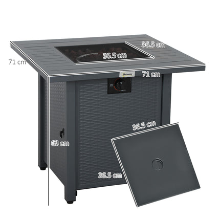 Rattan Style Propane Fire Pit Table 40000 BTU Burner - Grey