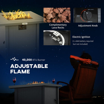 Rattan Style Propane Fire Pit Table 40000 BTU Burner - Grey