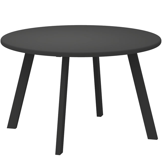 70cm Round Outdoor Coffee Table with Metal Frame and Non-Slip Pads - Black