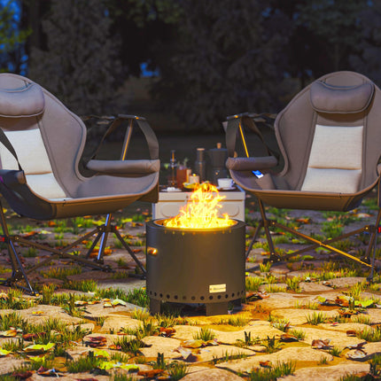 Smokeless Steel Fire Pit with Poker 45cm Diameter - Grey