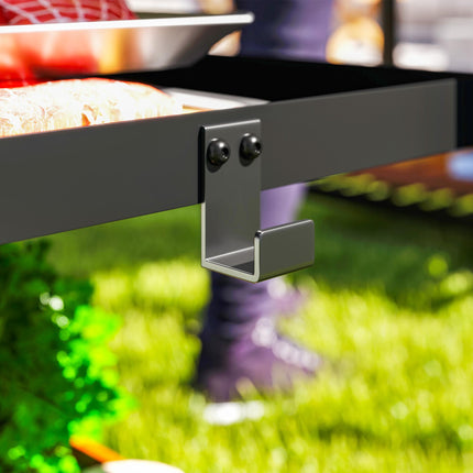 Outdoor Grill Dining Cart with 3 Shelves, Stainless Steel Top & Wheels - Charcoal Grey