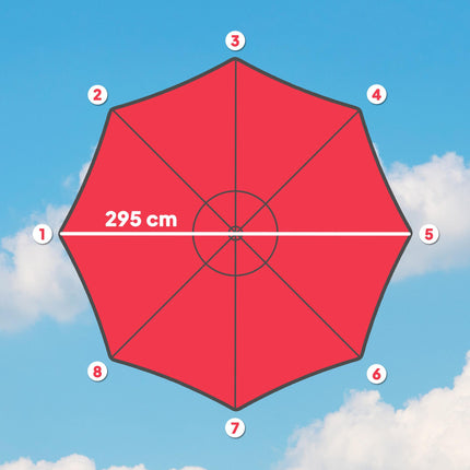 3 m Replacement Parasol Canopy with Top Vent, UPF 50+ Garden Parasol Replacement