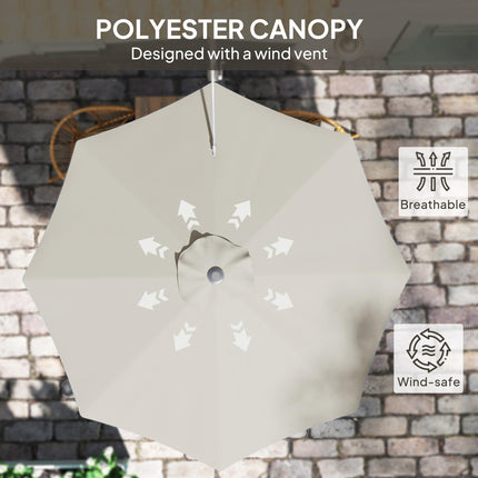3(m) Wall-Mounted Parasol Shade, with Handle - Light Grey