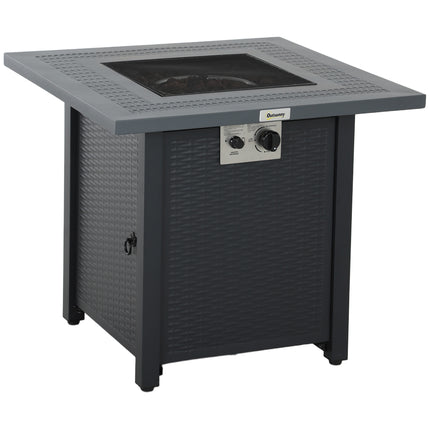 71 x 71cm 40000 BTU Gas Firepit Table with Lid - Black/Dark Grey