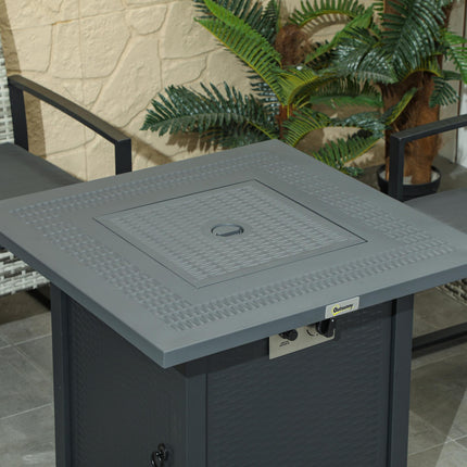71 x 71cm 40000 BTU Gas Firepit Table with Lid - Black/Dark Grey