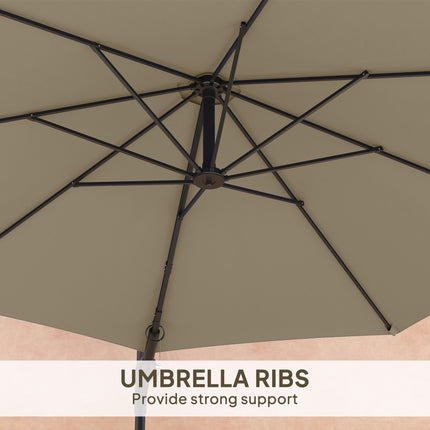 3(m) Wall-Mounted Parasol Shade, with Handle - Khaki