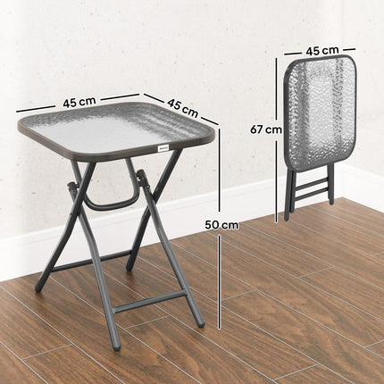 Foldable Garden Table Square Folding Table for Patio Garden 45 x 45 x 50Hcm Black