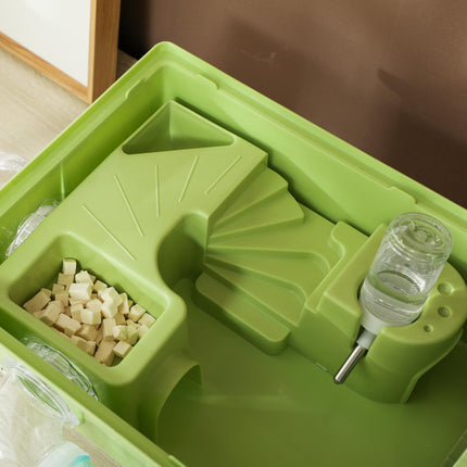 3-Tier Hamster Cage with Transparent Top, Sand Bathroom, Exercise Wheel, Hideout