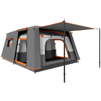 4-6 Man Camping Tent, Double Layer Tunnel Tent with Porch, Living Area and 2 Bed