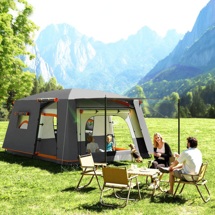 4-6 Man Camping Tent, Double Layer Tunnel Tent with Porch, Living Area and 2 Bed