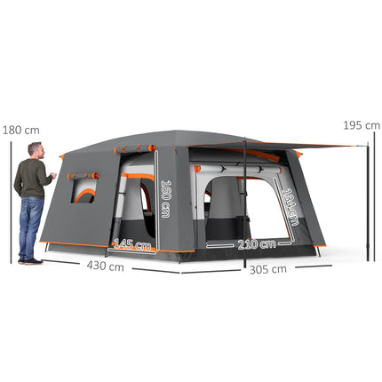 4-6 Man Camping Tent, Double Layer Tunnel Tent with Porch, Living Area and 2 Bed