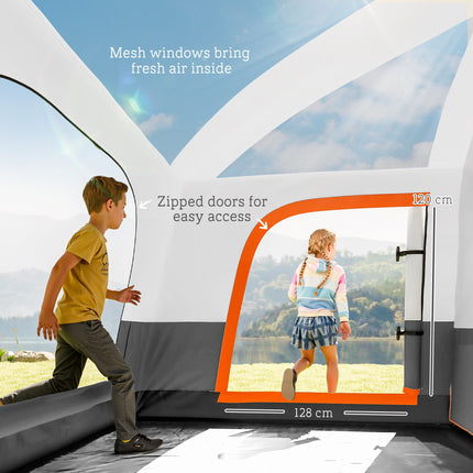4-6 Man Camping Tent, Double Layer Tunnel Tent with Porch, Living Area and 2 Bed