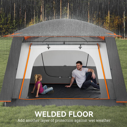 4-6 Man Camping Tent, Double Layer Tunnel Tent with Porch, Living Area and 2 Bed