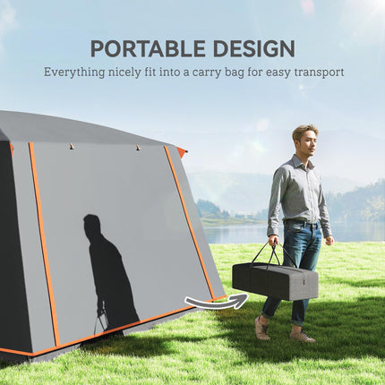 4-6 Man Camping Tent, Double Layer Tunnel Tent with Porch, Living Area and 2 Bed