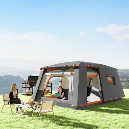4-6 Man Camping Tent, Double Layer Tunnel Tent with Porch, Living Area and 2 Bed