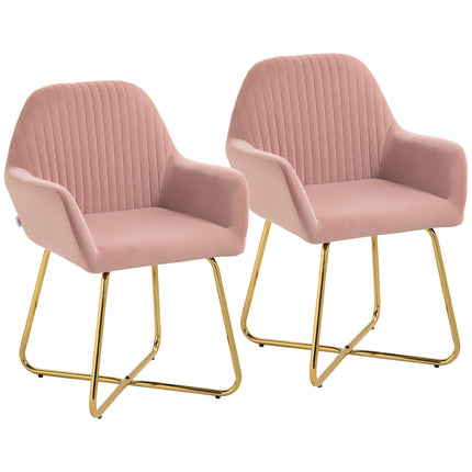 Modern Arm Chair Set of 2 Upholstered Accent Chair with Metal Base for Living Ro