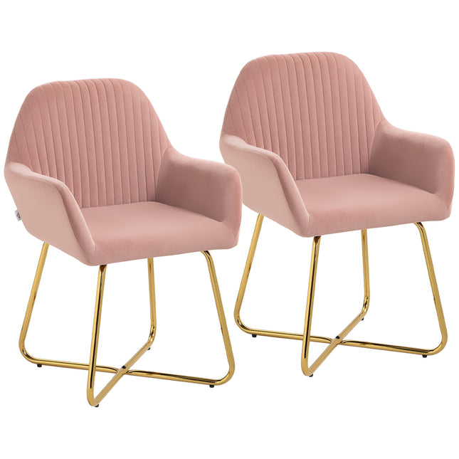 Modern Arm Chair Set of 2 Upholstered Accent Chair with Metal Base for Living Ro