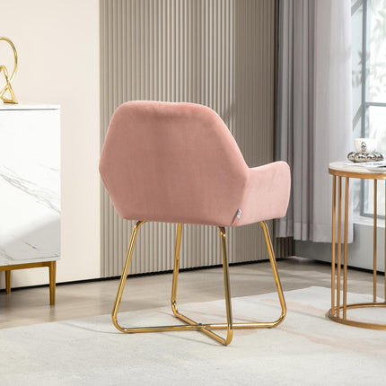 Modern Arm Chair Set of 2 Upholstered Accent Chair with Metal Base for Living Ro