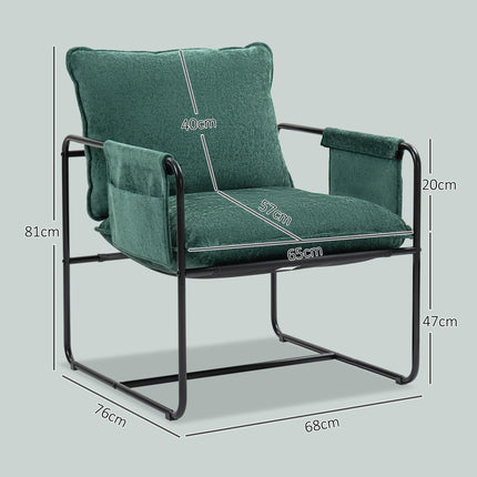 Minimal Padded Accent Chair, with Pockets - Green
