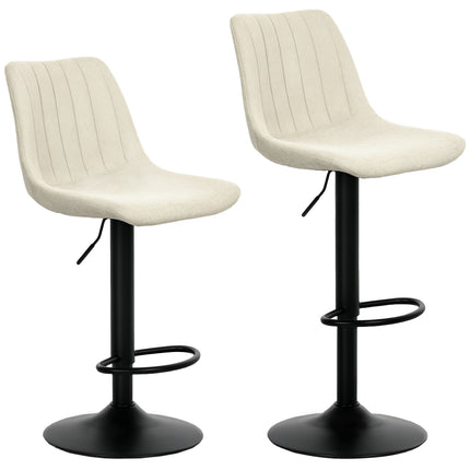Set of Two Chenille-Feel Tub Bat Stools - Beige
