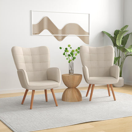 Modern Accent Chair Set of 2 Velvet-Touch Tufted Wingback Armchair Upholstered L
