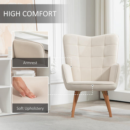 Modern Accent Chair Set of 2 Velvet-Touch Tufted Wingback Armchair Upholstered L