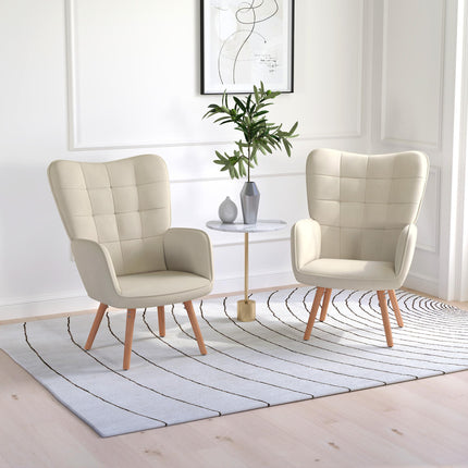 Modern Accent Chair Set of 2 Velvet-Touch Tufted Wingback Armchair Upholstered L