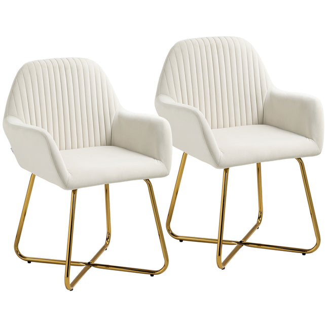 Modern Arm Chair Set of 2 Upholstered Accent Chair with Metal Base for Living Ro