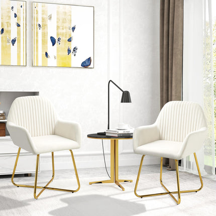 Modern Arm Chair Set of 2 Upholstered Accent Chair with Metal Base for Living Ro