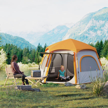 Waterproof Easy Setup Camping Tent for 4 People with UV Protection - Light Grey