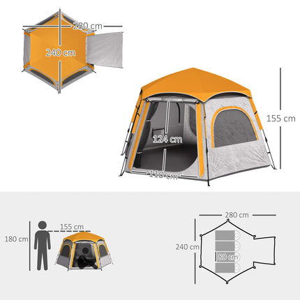 Waterproof Easy Setup Camping Tent for 4 People with UV Protection - Light Grey