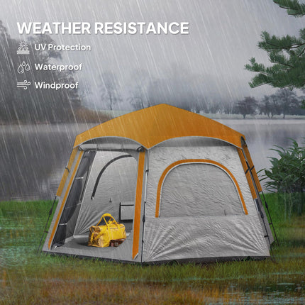 Waterproof Easy Setup Camping Tent for 4 People with UV Protection - Light Grey