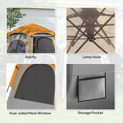 Waterproof Easy Setup Camping Tent for 4 People with UV Protection - Light Grey