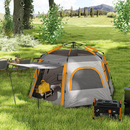 Waterproof Easy Setup Camping Tent for 4 People with UV Protection - Light Grey