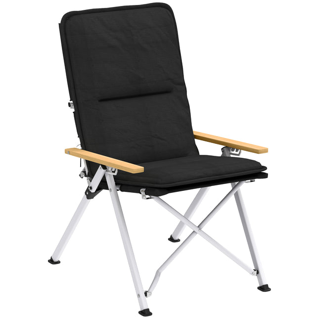 Portable High Back Camping Chair with Padded Seat for Comfort - Black