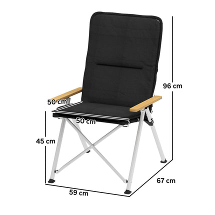 Portable High Back Camping Chair with Padded Seat for Comfort - Black